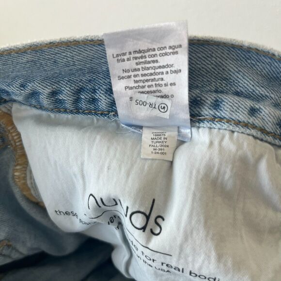 Nuuds Baggy Jeans Women's 34 Blue Denim Cotton Distressed Thrashed Frayed Hem - Picture 7 of 8